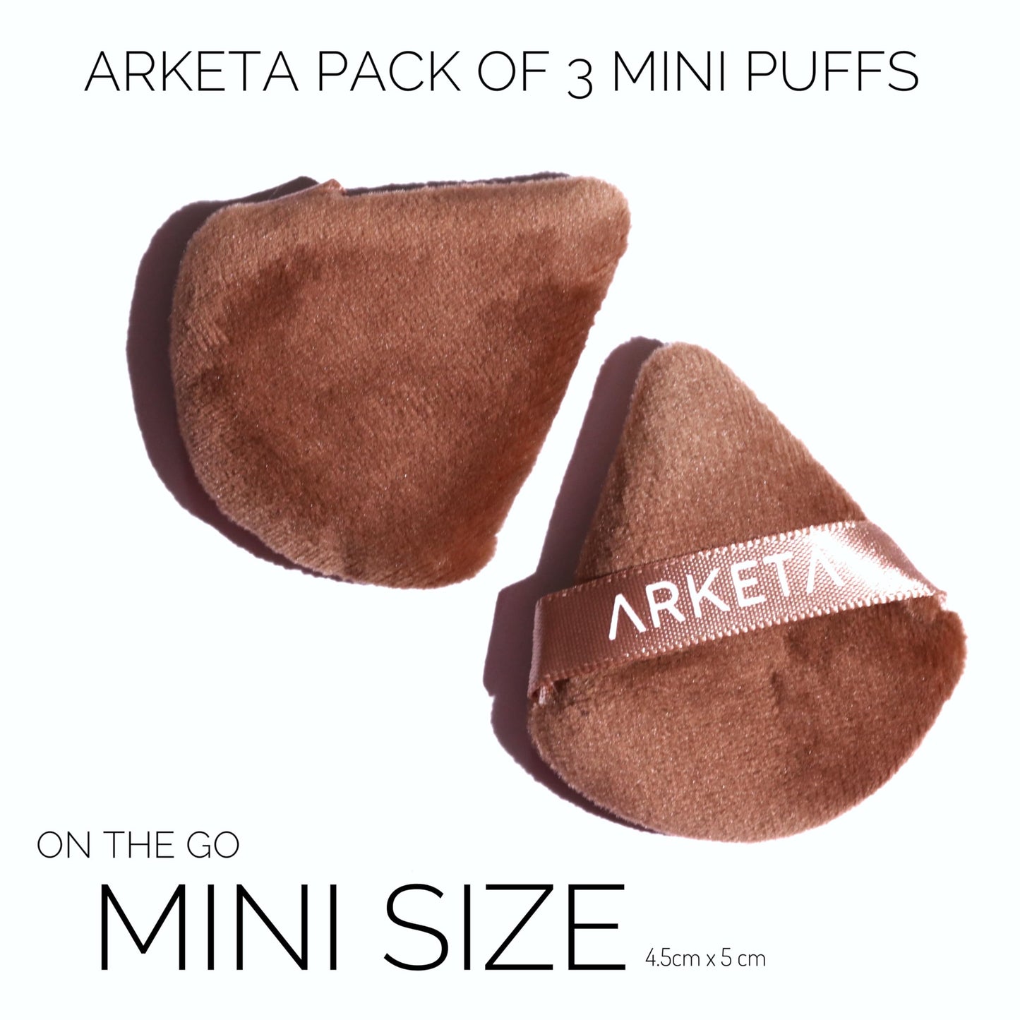 Arketa Cosmetics Brown Powder Puffs, Set of 3