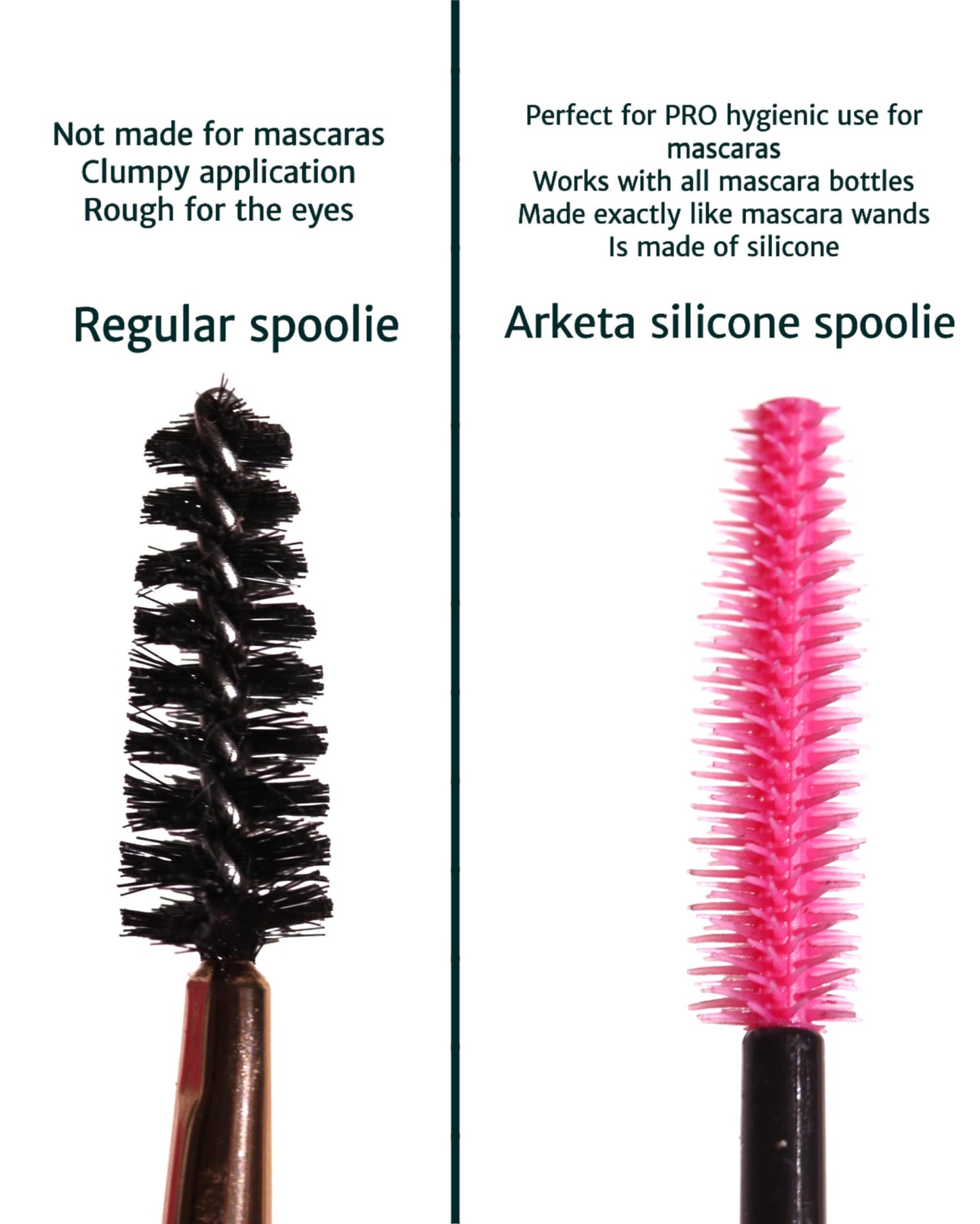 Arketa Cosmetics Disposable Silicone Mascara Brushes, Pack of 50, Hygienic Makeup Wands