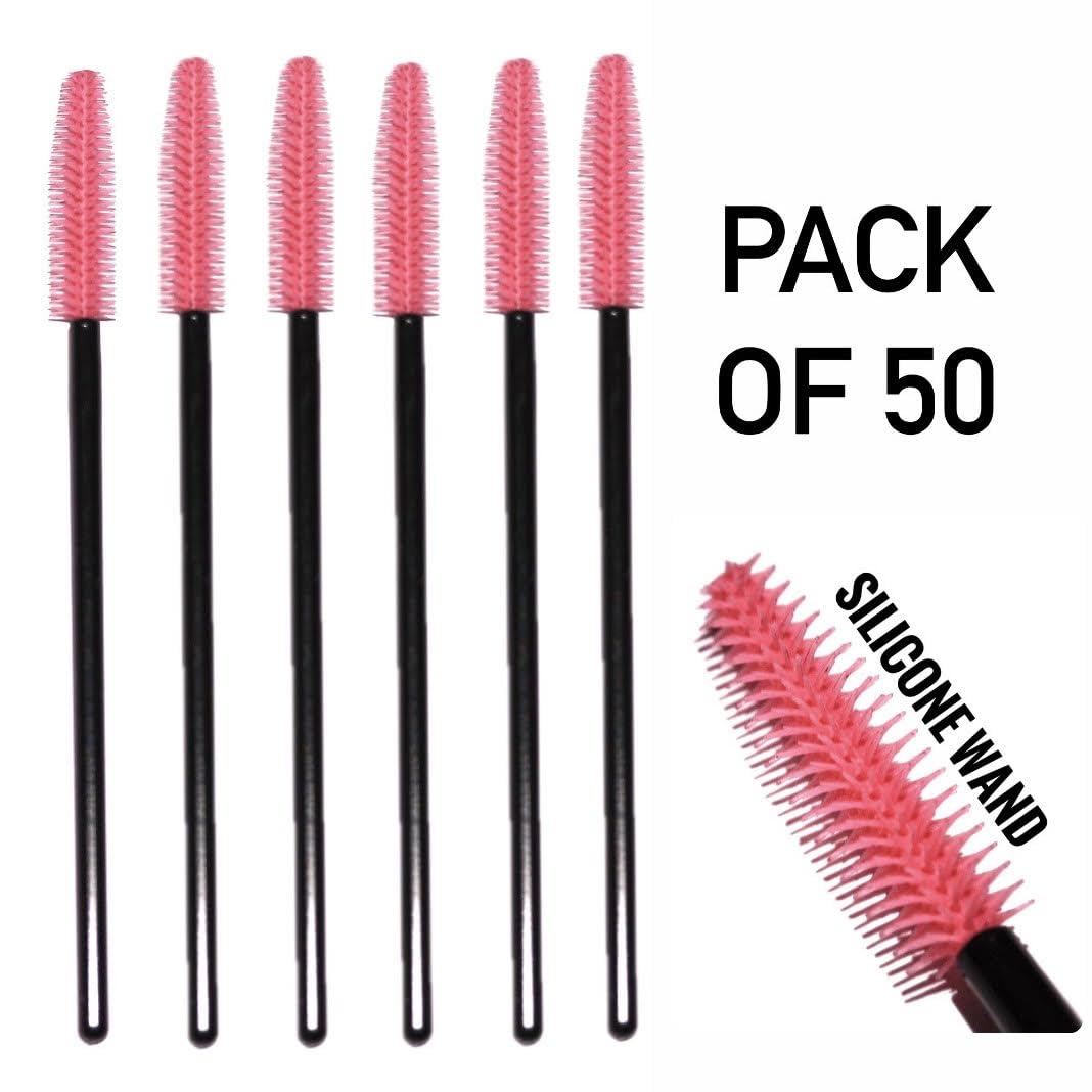 Arketa Cosmetics Disposable Silicone Mascara Brushes, Pack of 50, Hygienic Makeup Wands