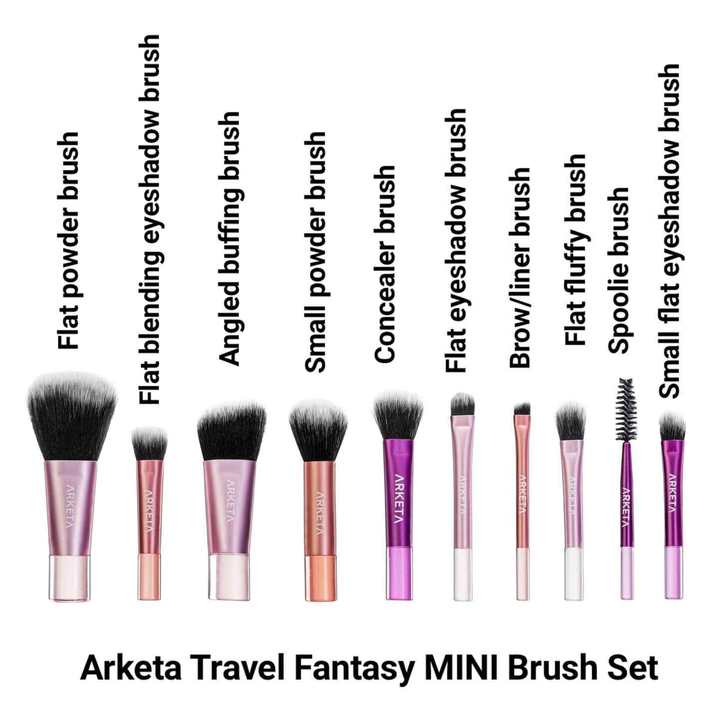 Arketa Cosmetics Travel Fantasy Mini Brush Set, 10 Pcs