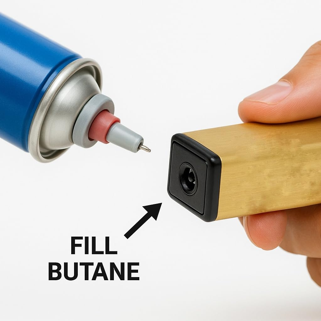 Arketa Refillable Butane Candle Lighter, Wooden Design with Safety Lock